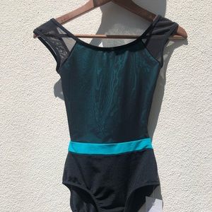 Black MARIIA leotard with turquoise trim